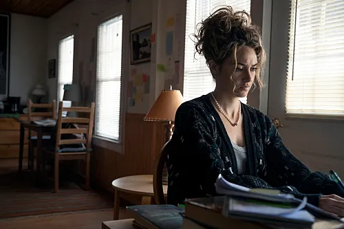  A scene from the film adaptation of Three Women showing the characters Maggie, Lina, and Sloane in an emotional moment